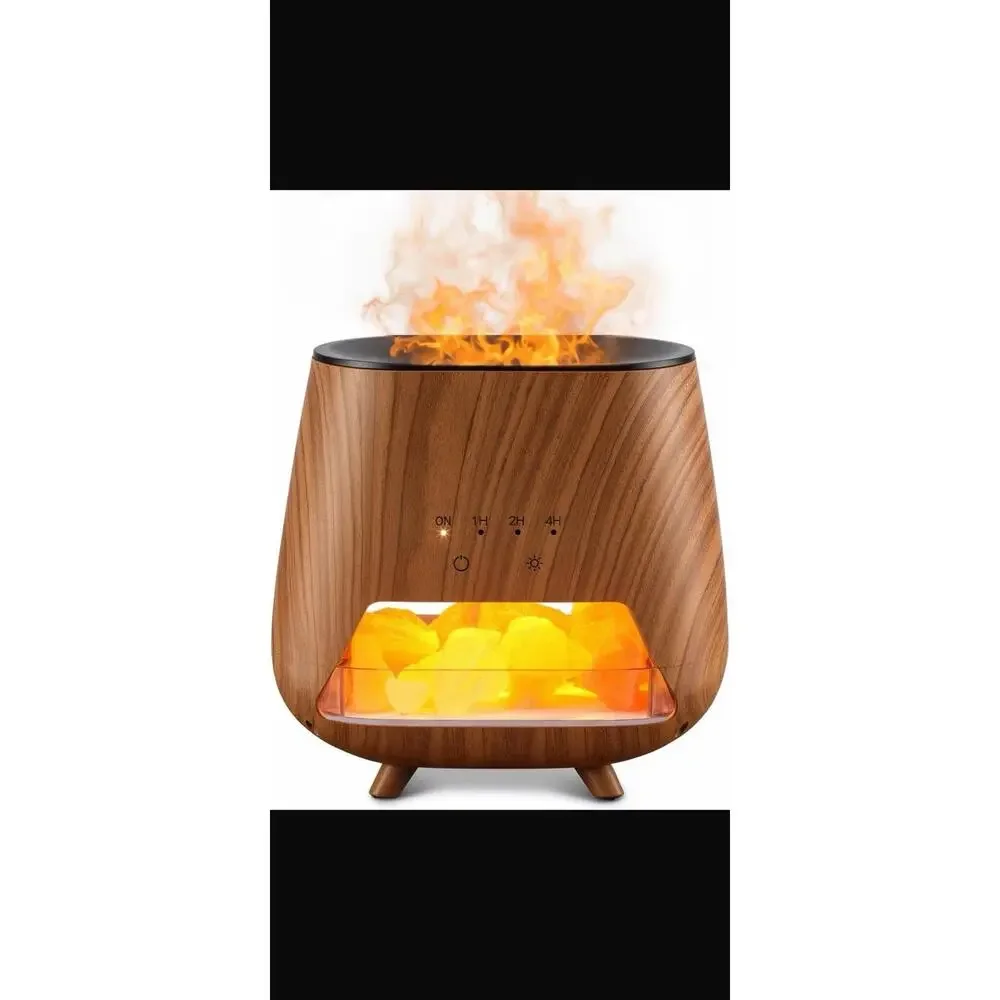 200ml Aromatherapy Diffuser w/ Himalayan Salt, LED Night Light & Auto-Off